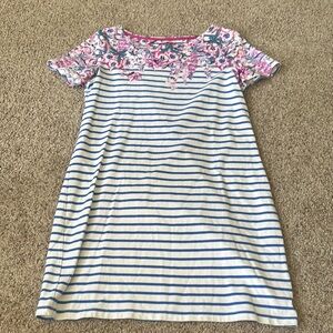 Joules Blue and White Sheath Dress with Raglan Sleeves